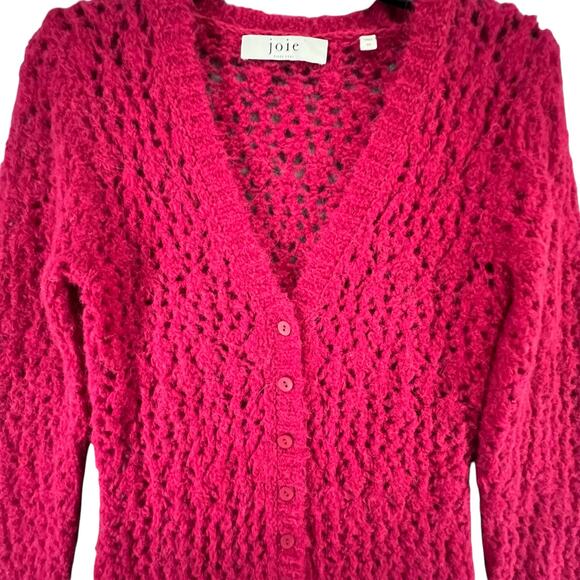 Joie Vara Sweater Womens XS Wool Alpaca Blend Open Knit Cardigan Button Up Soft - Picture 4 of 15
